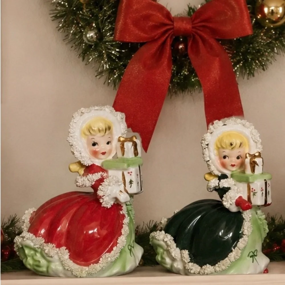 Vintage Napco 1950’s Christmas Shopper Girl Figurines